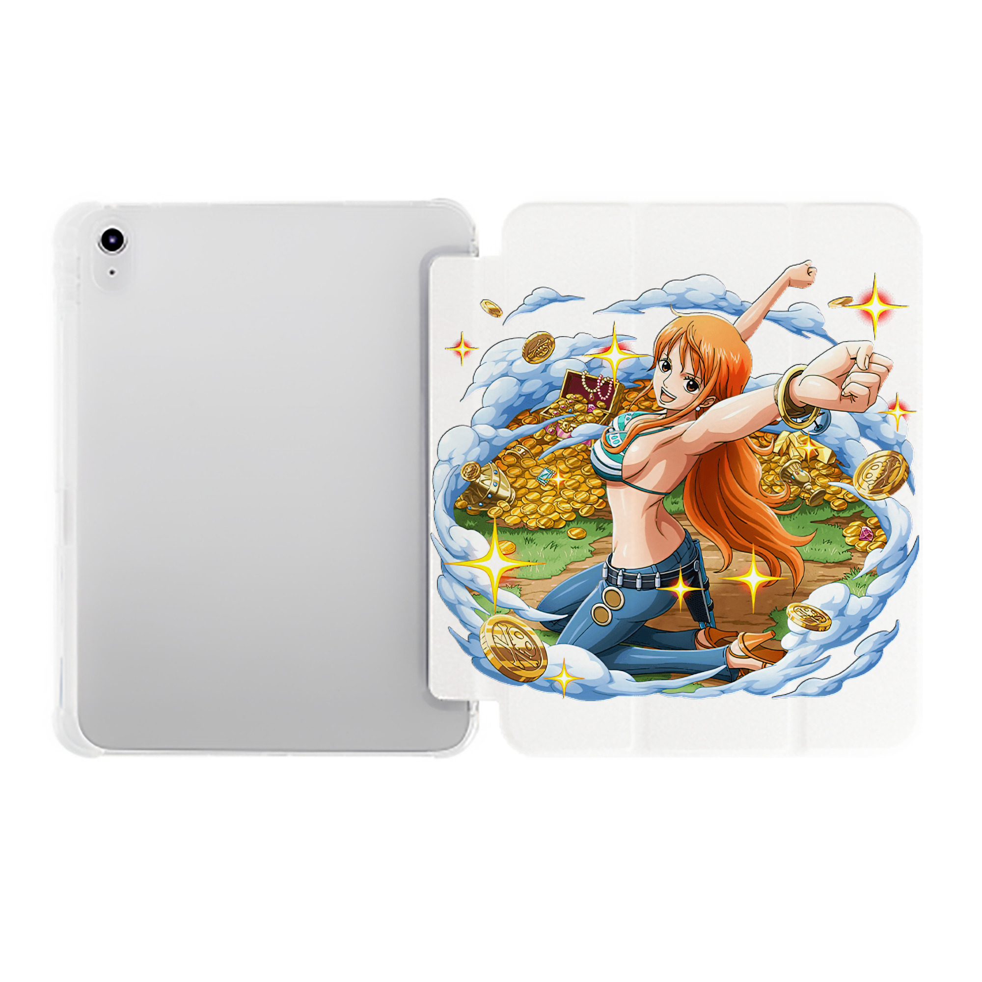 （画像用） ワンピース ナミ ONE PIECE Nami IPad ケース ペン収納付き 三つ折りスタンド PUレザー×シリコン 対応機種9.5/10.5/10.9インチ